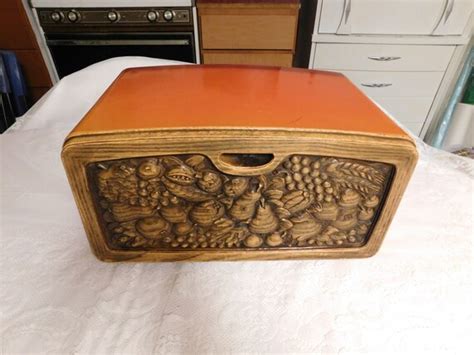 Orange Metal Bread Box 